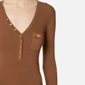 Elisabetta Franchi Rippstrick-Kleid mit kleiner Tasche 7 AM10B56E2 AM10B56E2 EC1 5 D