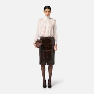 Elisabetta Franchi Bluse aus Voile mit Schmuckhäkchen