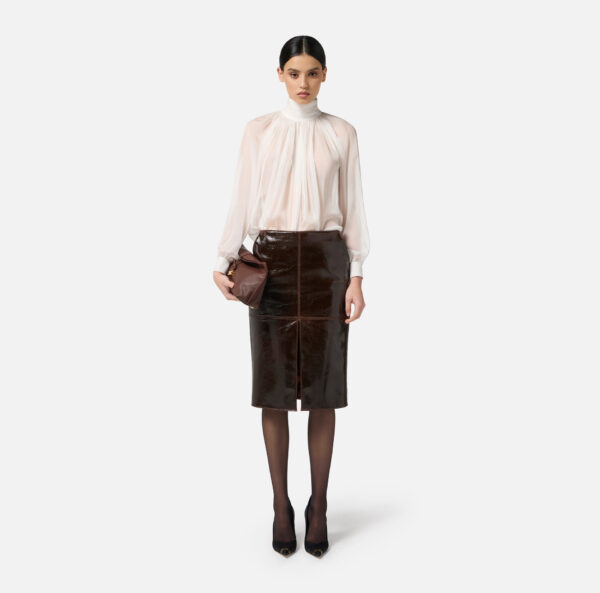 Elisabetta Franchi Bluse aus Voile mit Schmuckhäkchen