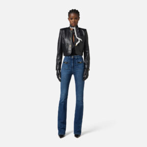 Elisabetta Franchi Lederjacke mit Details aus Vinyl