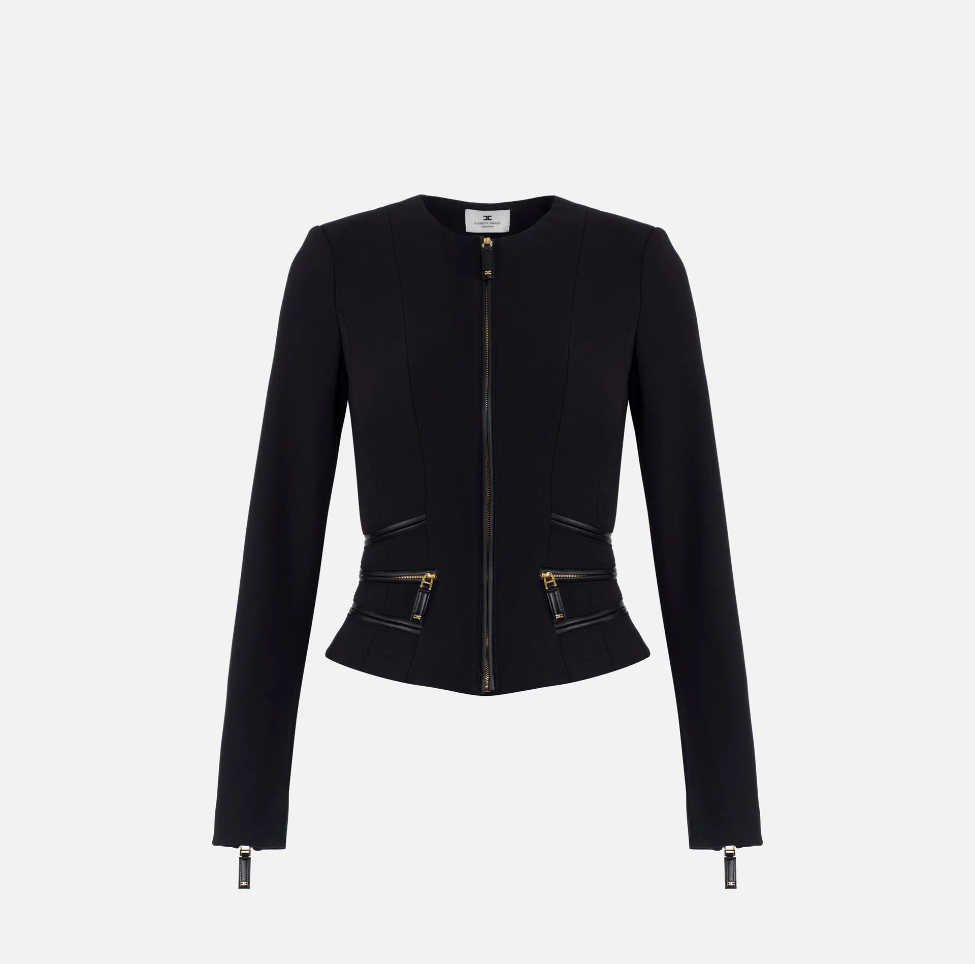 Elisabetta Franchi Jacke aus doppellagigem Crêpe mit Reissverschlussdetails 5 Elisabetta Franchi Jacke aus doppellagigem Crêpe mit Reissverschlussdetails – Bild 5