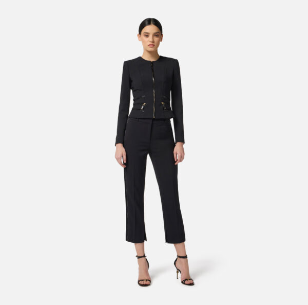 Elisabetta Franchi Jacke aus doppellagigem Crêpe mit Reissverschlussdetails