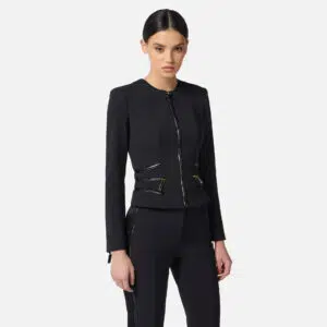 Elisabetta Franchi Jacke aus doppellagigem Crêpe mit Reissverschlussdetails 6 GI17356E2 GI17356E2 110 4 D