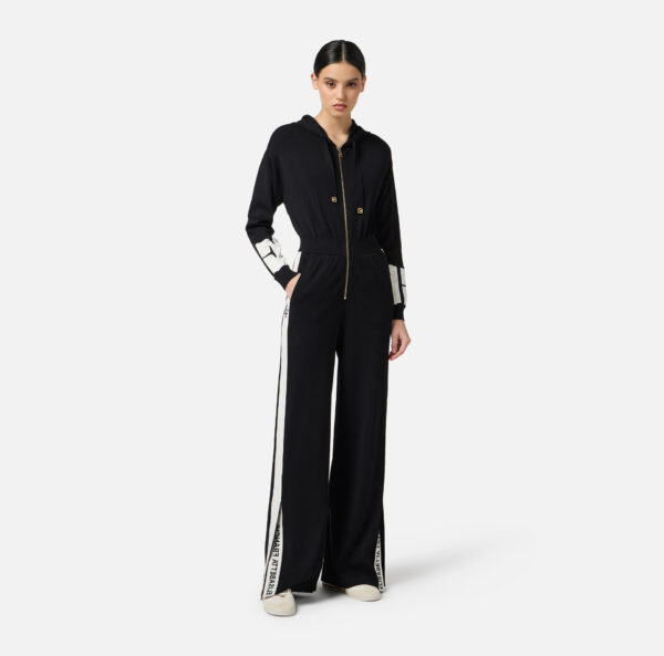 Elisabetta Franchi Jumpsuit aus Viskose mit glänzenden Streifen