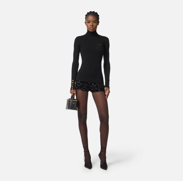 Elisabetta Franchi Gerippter Pullover mit kleiner Tasche