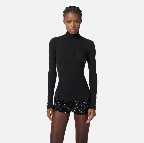 Elisabetta Franchi Gerippter Pullover mit kleiner Tasche – Bild 2