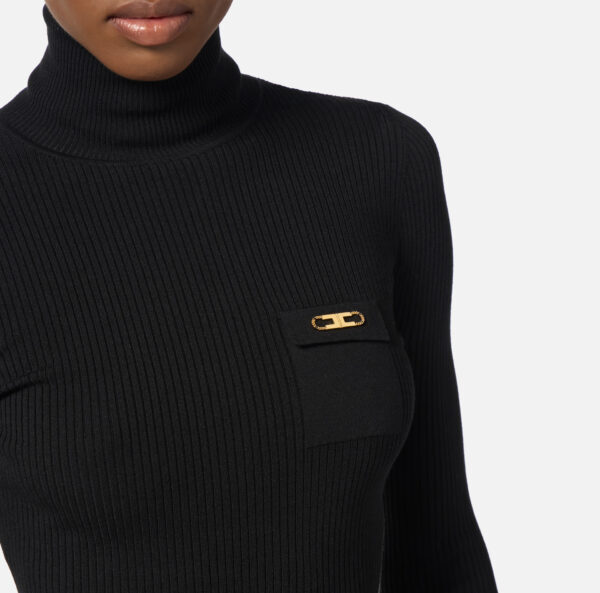 Elisabetta Franchi Gerippter Pullover mit kleiner Tasche – Bild 3