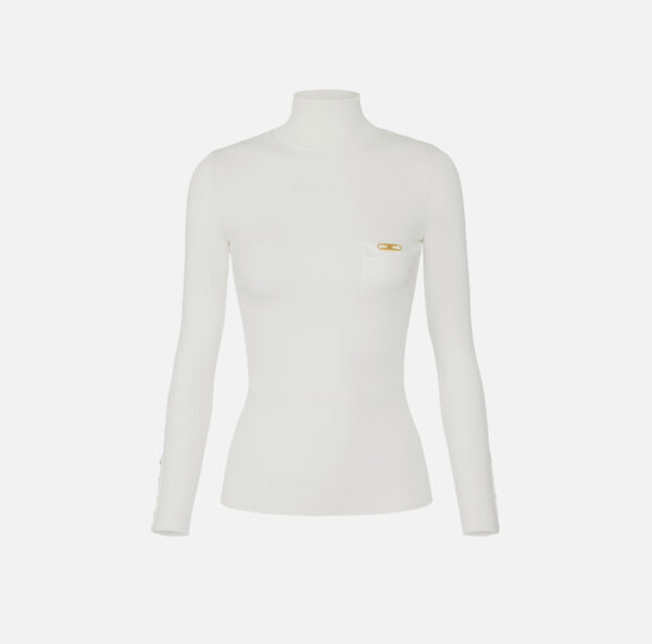 Elisabetta Franchi Gerippter Pullover mit kleiner Tasche – Bild 4