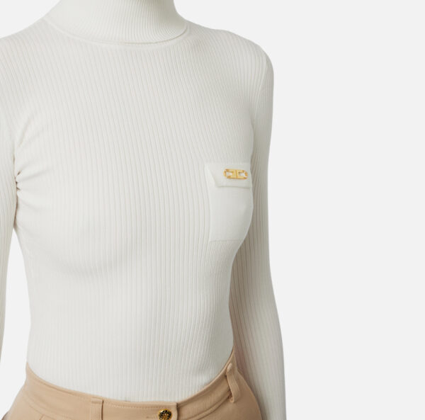 Elisabetta Franchi Gerippter Pullover mit kleiner Tasche – Bild 2