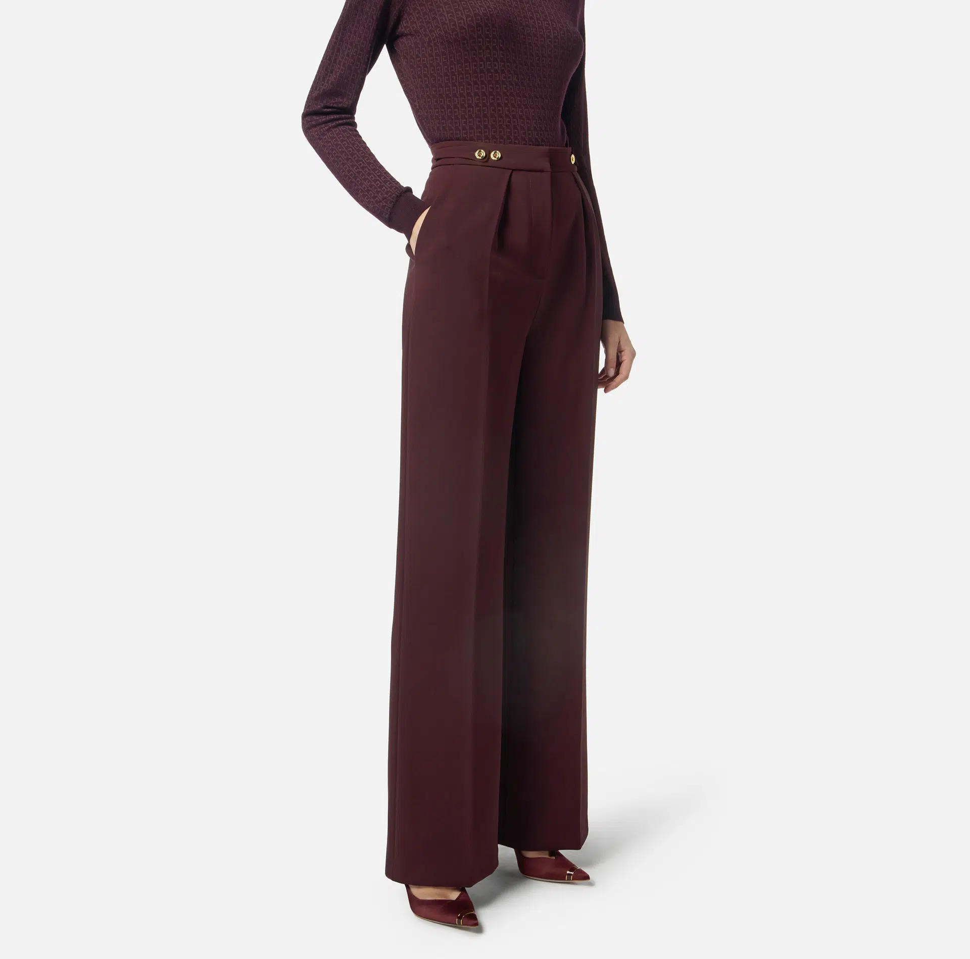 Elisabetta Franchi Hose aus Crêpe mit Schmuck-Accessoire 2 Elisabetta Franchi Hose aus Crêpe mit Schmuck-Accessoire – Bild 2