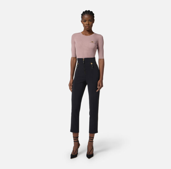 Elisabetta Franchi Hose aus Crêpe mit Reissverschlussdetails