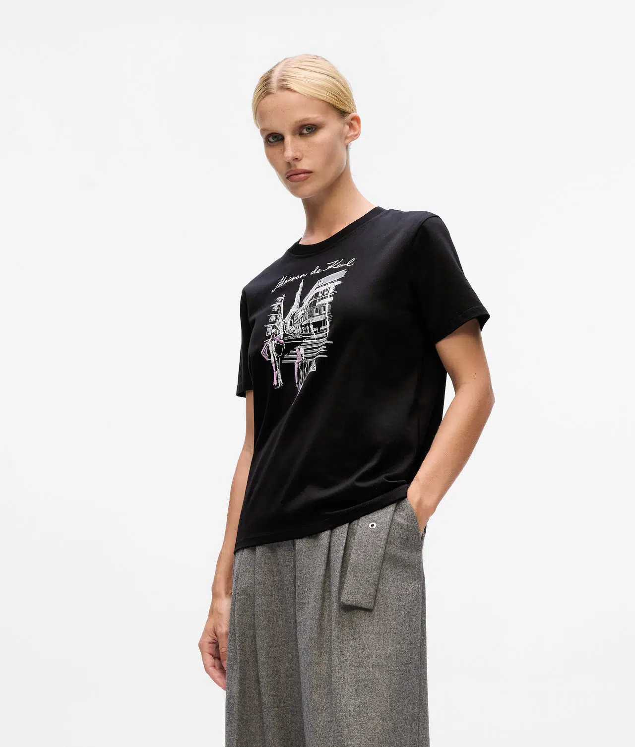 Karl Lagerfeld T-Shirt mit Paris-Skizze 2 Karl Lagerfeld T-Shirt mit Paris-Skizze – Bild 2