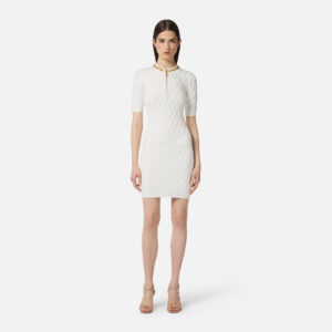 Elisabetta Franchi Mini-Strickkleid mit Rautenmuster mit Schmuckdetail