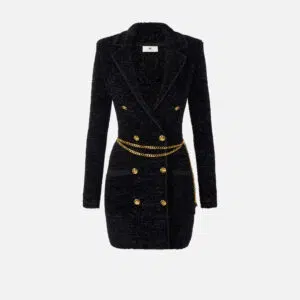 Elisabetta Franchi Kleid in Chenille-Bouclé-Optik mit Gürtel 9 AM32S57E2 AM32S57E2 110 1 D