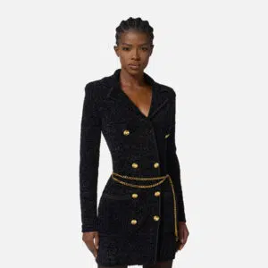 Elisabetta Franchi Kleid in Chenille-Bouclé-Optik mit Gürtel 6 AM32S57E2 AM32S57E2 110 4 D