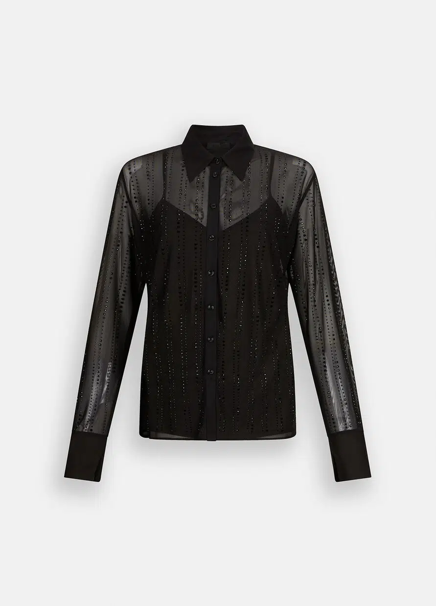 Liu Jo Hemdbluse aus Tüll mit Strass 7 Liu Jo Hemdbluse aus Tüll mit Strass – Bild 7