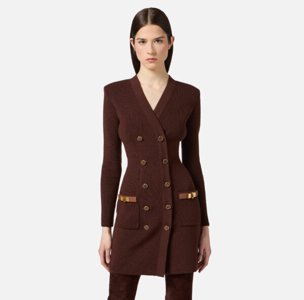 Elisabetta Franchi Mini-Strickkleid mit Schmuckverzierungen – Bild 2