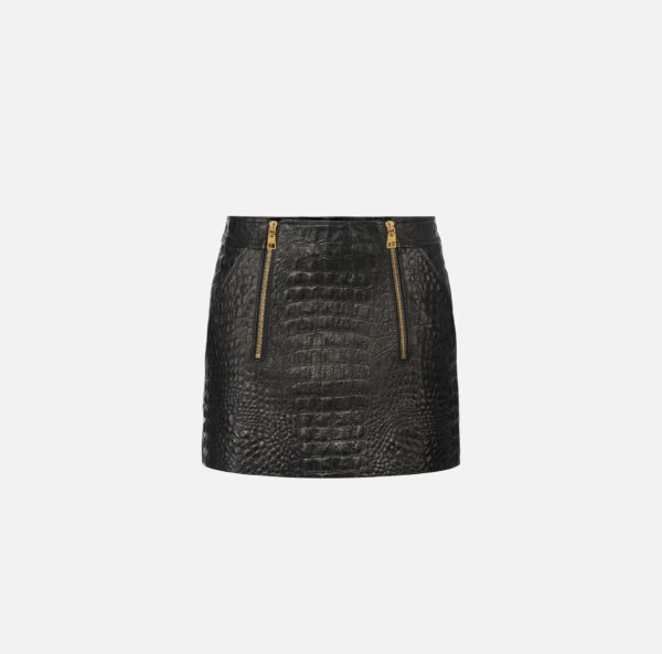 Elisabetta Franchi Minirock aus Leder mit Kokosnuss-Print – Bild 6