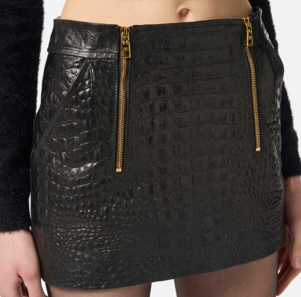 Elisabetta Franchi Minirock aus Leder mit Kokosnuss-Print – Bild 3