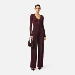 Elisabetta Franchi Top aus Cupro in Rippoptik mit Knöpfen