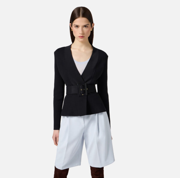 Elisabetta Franchi Jacke aus Strick mit Gürtel – Bild 2