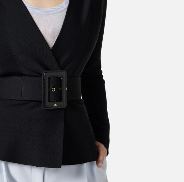 Elisabetta Franchi Jacke aus Strick mit Gürtel – Bild 3