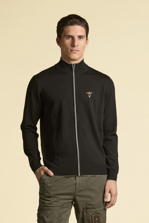 Aeronautica Militare Reissverschluss-Pullover aus Merinowolle