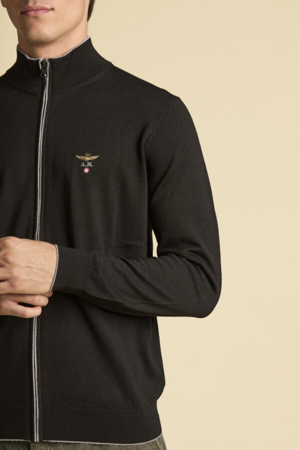 Aeronautica Militare Reissverschluss-Pullover aus Merinowolle – Bild 3