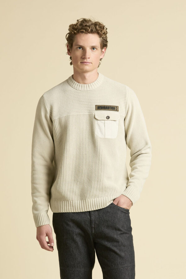 Aeronautica Militare Chenille-Pullover mit Brusttasche