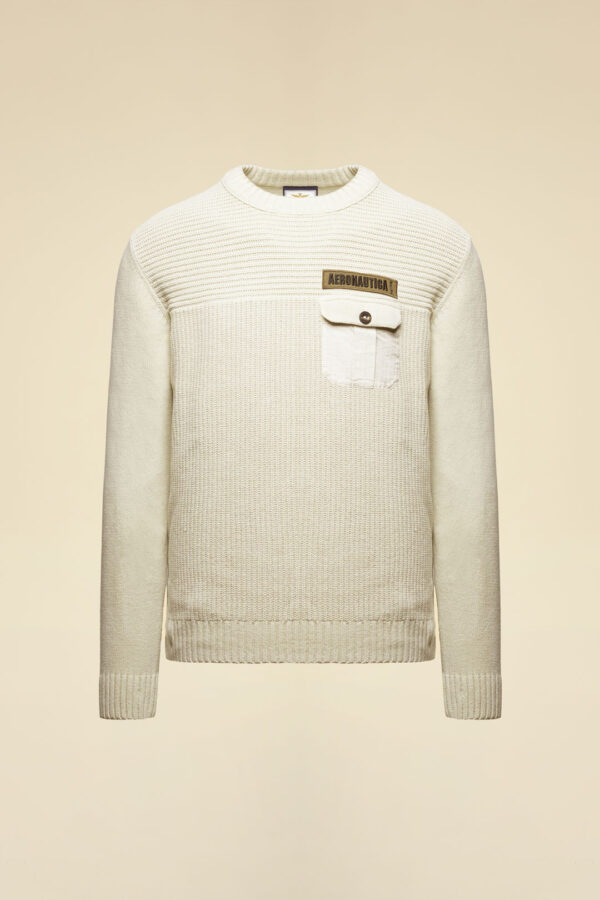 Aeronautica Militare Chenille-Pullover mit Brusttasche – Bild 4