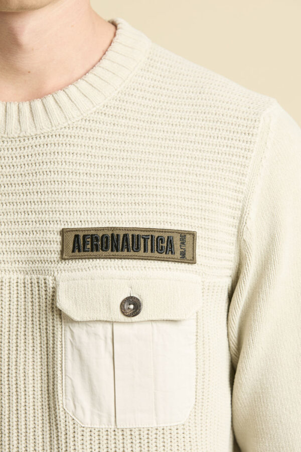 Aeronautica Militare Chenille-Pullover mit Brusttasche – Bild 3
