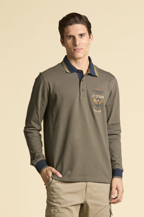 Aeronautica Militare Langärmliges Poloshirt mit Stickerei