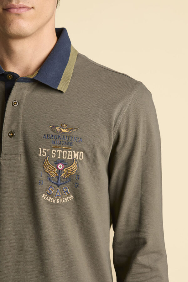 Aeronautica Militare Langärmliges Poloshirt mit Stickerei – Bild 3