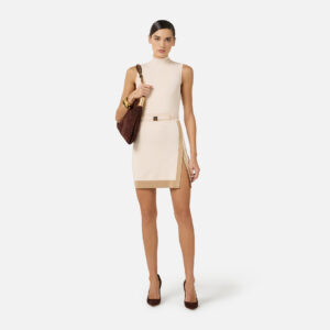 Minikleid aus Strick mit Streifen aus glänzender Viskose