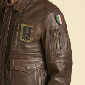 252PN0846U100839 aeronauticamilitare 252pn0846u100839 00083 iconic pilot leather jacket 4 2