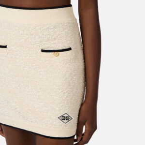 Elisabetta Franchi Minirock aus Chenille-Bouclé mit kontrastierenden Details 7 GK21S61E2 GK21S61E2 E84 5 D