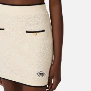 Elisabetta Franchi Minirock aus Chenille-Bouclé mit kontrastierenden Details 7 GK21S61E2 GK21S61E2 E84 5 D