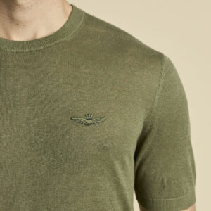 261MA1624UL00935 aeronauticamilitare 261ma1624ul00935 07304 linen crew neck short sleeve sweater 4