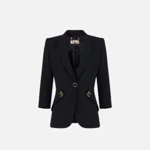 Elisabetta Franchi Jacke aus doppellagigem Stretch-Crêpe mit Logo-Detail 9 GI21561E2_110 GI21561E2 110 1 D