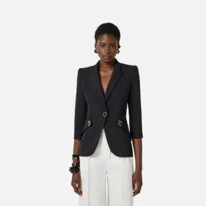 Elisabetta Franchi Jacke aus doppellagigem Stretch-Crêpe mit Logo-Detail 6 GI21561E2_110 GI21561E2 110 4 D