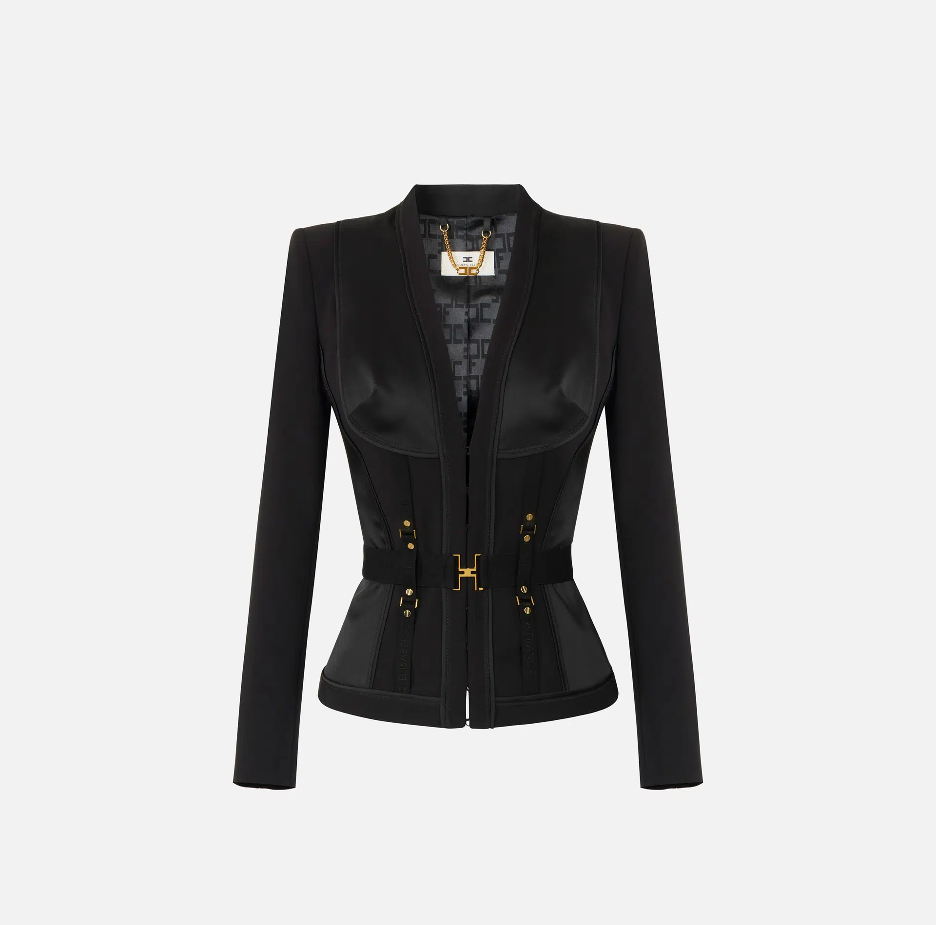 Elisabetta Franchi Bustier-Jacke aus leichtem Crêpe und Satin 5 Elisabetta Franchi Bustier-Jacke aus leichtem Crêpe und Satin – Bild 5