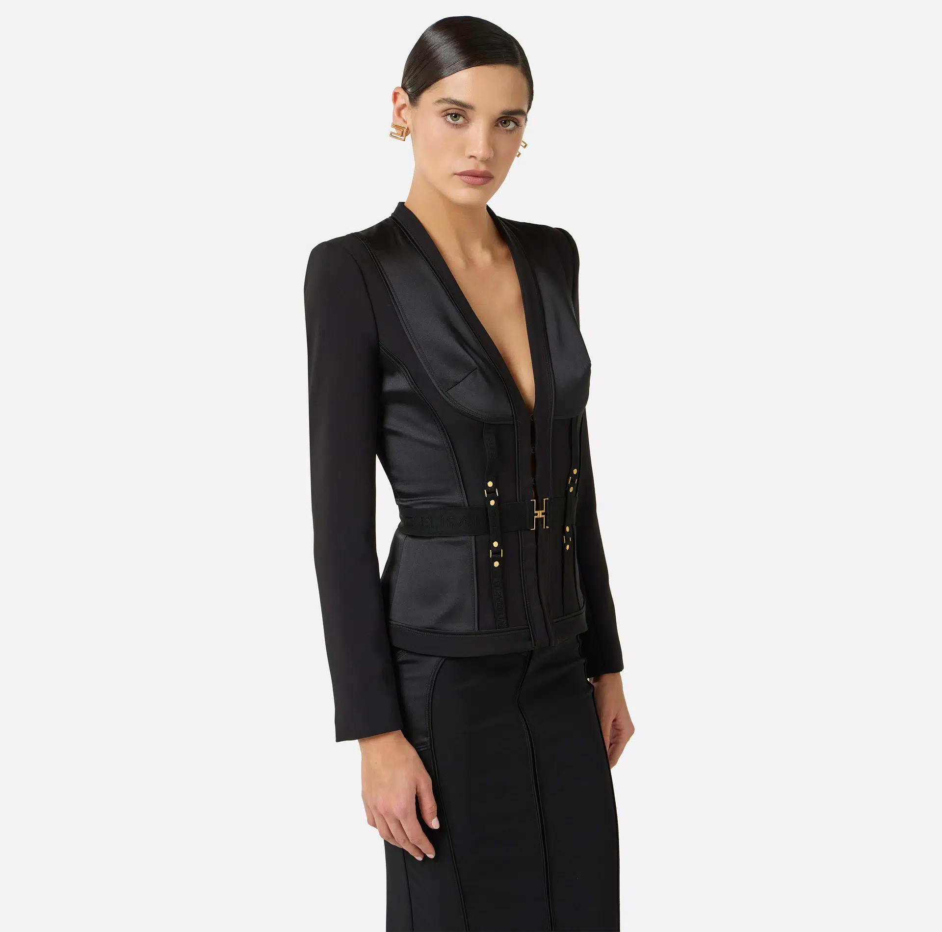 Elisabetta Franchi Bustier-Jacke aus leichtem Crêpe und Satin 2 Elisabetta Franchi Bustier-Jacke aus leichtem Crêpe und Satin – Bild 2