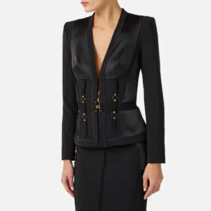 Elisabetta Franchi Bustier-Jacke aus leichtem Crêpe und Satin 7 GI23362E2 GI23362E2 110 5 D