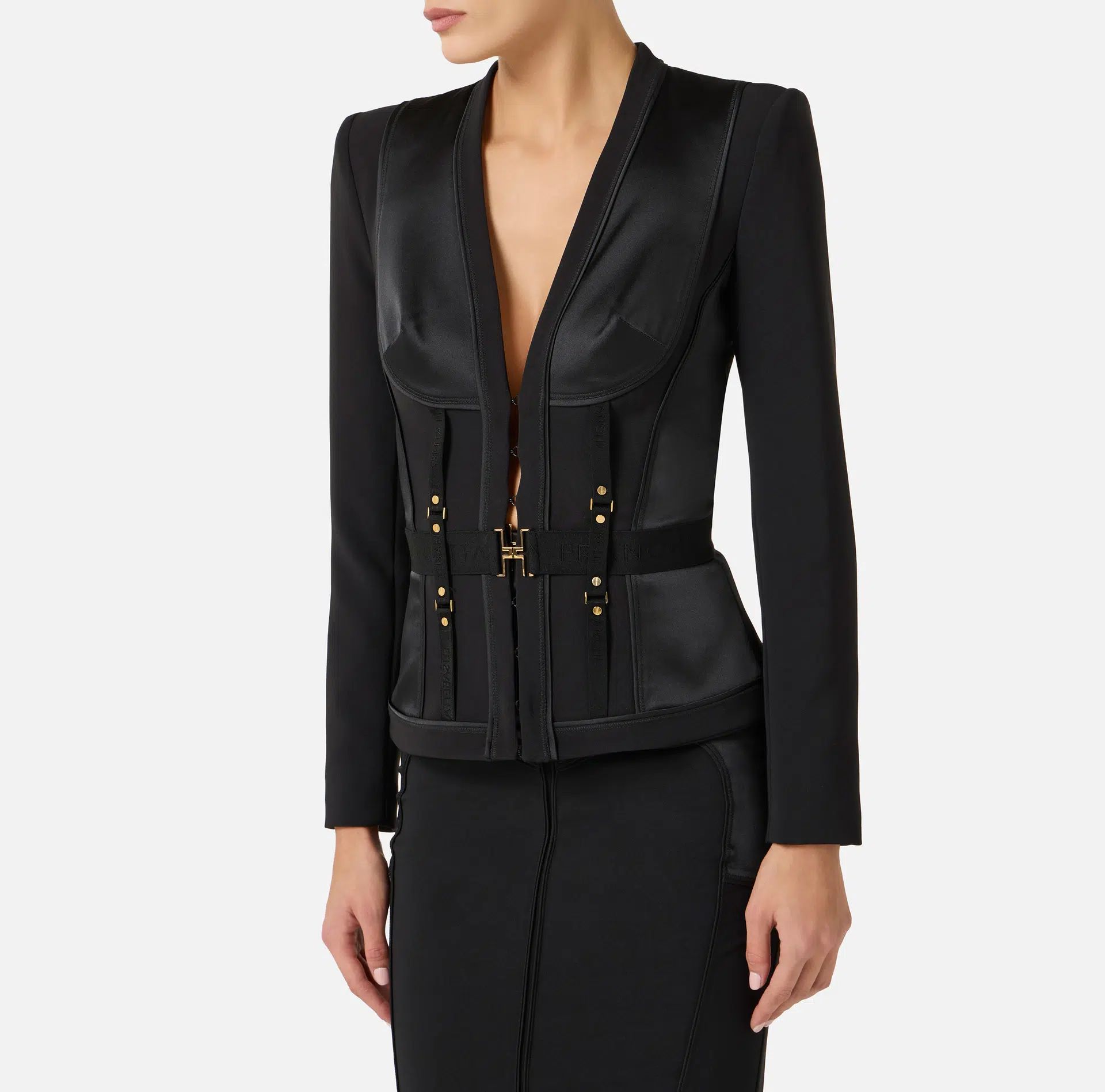 Elisabetta Franchi Bustier-Jacke aus leichtem Crêpe und Satin 3 Elisabetta Franchi Bustier-Jacke aus leichtem Crêpe und Satin – Bild 3