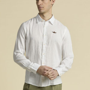 Aeronautica Militare Hemd aus reinem Leinen mit langen Ärmeln