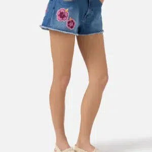 MC2 Saint Barth Musa Denimshorts mit gesteppten Blumen-Patches