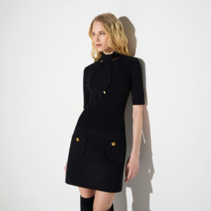 Elisabetta Franchi Mini-Strickkleid mit Schmuckknöpfen – Bild 2