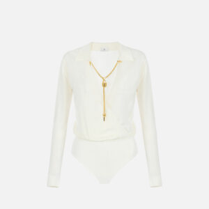 Elisabetta Franchi Body aus Viskosegarn mit Schmuckkette – Bild 5