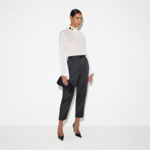 Elisabetta Franchi Body aus Georgette mit Schmuckkragen