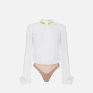Elisabetta Franchi Body aus Georgette mit Schmuckkragen – Bild 5